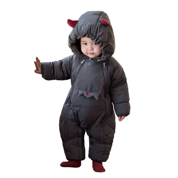 Bejbi down kombinezon s kapuljom, dugi rukavi, debeli, za novorođenčad (0-12 mjeseci)