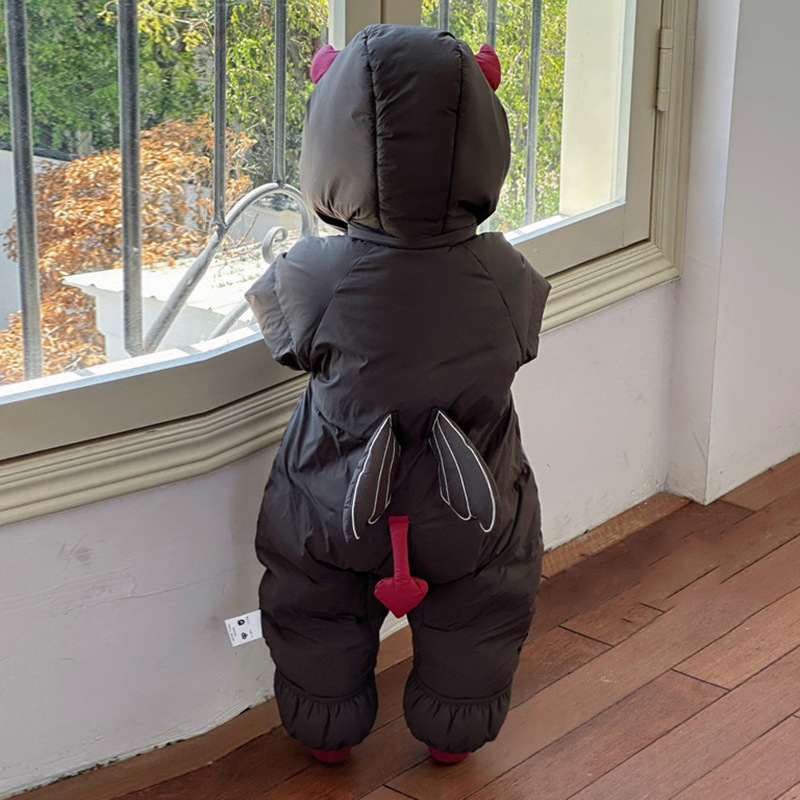 Bejbi down kombinezon s kapuljom, dugi rukavi, debeli, za novorođenčad (0-12 mjeseci)