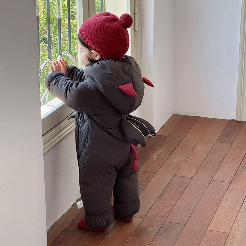 Bejbi down kombinezon s kapuljom, dugi rukavi, debeli, za novorođenčad (0-12 mjeseci)