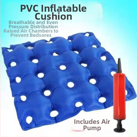 Φουσκωτή μαξιλαροθήκη καθίσματος καροτσιού με υποστήριξη περιοχής ισχίων, σχήμα κοντά σε τετράγωνο, 6+ κεφαλές μασάζ αεροπίεσης, έλεγχος ενός επιπέδου, PU δέρμα.