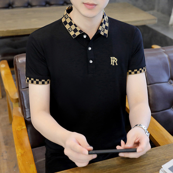 Muška majica kratkih rukava u korejskom stilu, uskog kroja, s motivom slova i vezom