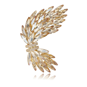 Брошка за жени - Ангелски криле, форма цветя, меден материал, електроплатиране, декоративна бижутерия