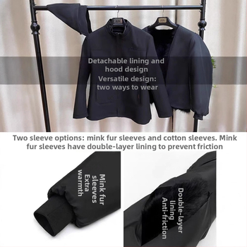 Ανδρικό παρκά από γούνα αλεπούς με αποσπώμενη επένδυση, στενή γραμμή, μεσαίου μήκους, αποσπώμενη κουκούλα, φερμουάρ μπροστά, τσέπες με φερμουάρ