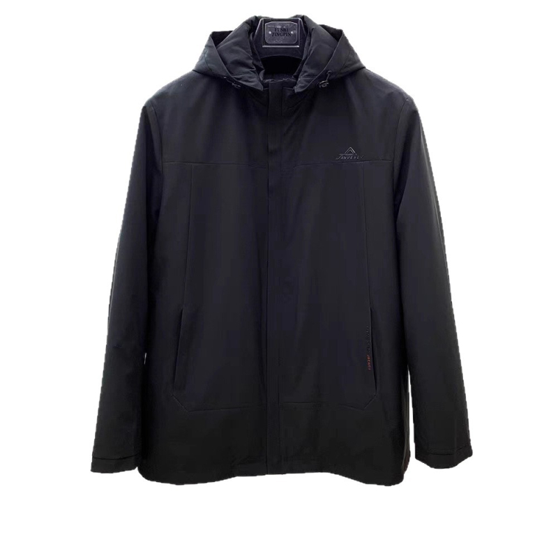 Ανδρικό παρκά από γούνα αλεπούς με αποσπώμενη επένδυση, στενή γραμμή, μεσαίου μήκους, αποσπώμενη κουκούλα, φερμουάρ μπροστά, τσέπες με φερμουάρ