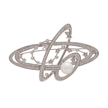 Брошка - медна, звездообразен стил, диамантена обработка, украса