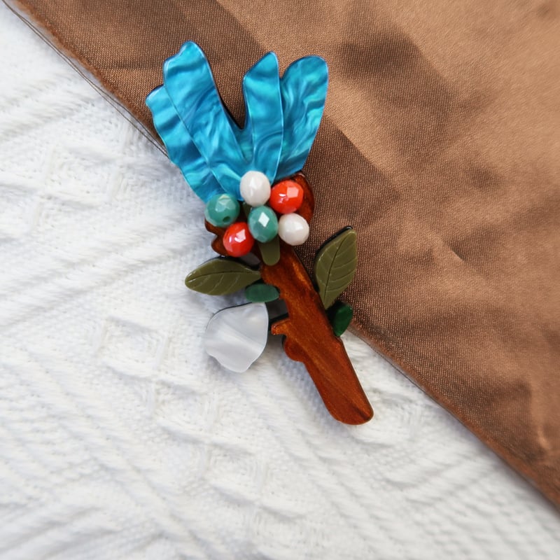 Брошка акрил с дървообразен дизайн – оригинален стил, листов модел; Материал: Акрил; Стил: Дърво/Оригинален дизайн; Моделиране: Листа; Обработка: Екологично; Унисекс