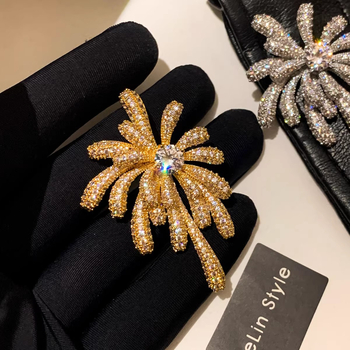 Брошка Hankou – диамантна форма, медно-покрита метална основа, електроплакирана, декоративна украса