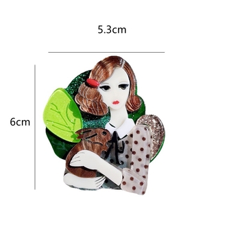 Акрилна брошка със заек‑момиче в корейски стил, унисекс, мултифункционална
