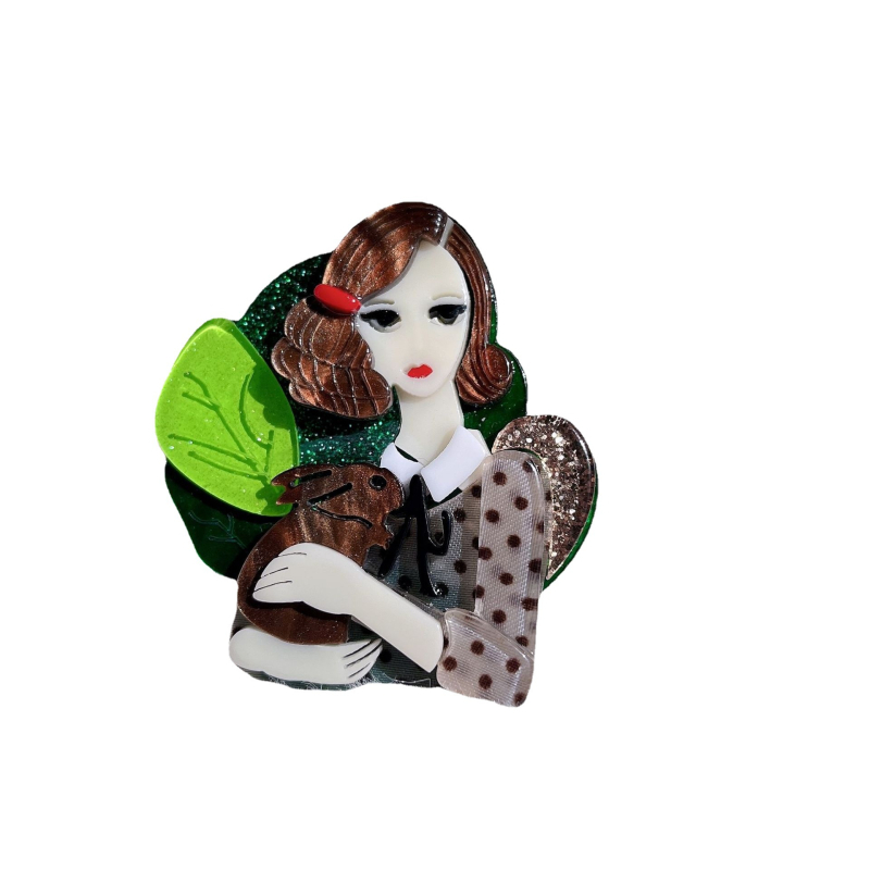 Акрилна брошка със заек‑момиче в корейски стил, унисекс, мултифункционална