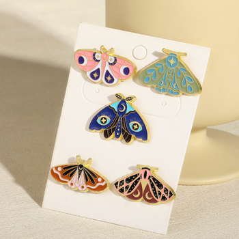 Брошка серия Пеперуда в карикатурен стил — цинкова сплав, дизайн с капещо масло, 5-частен комплект за дами