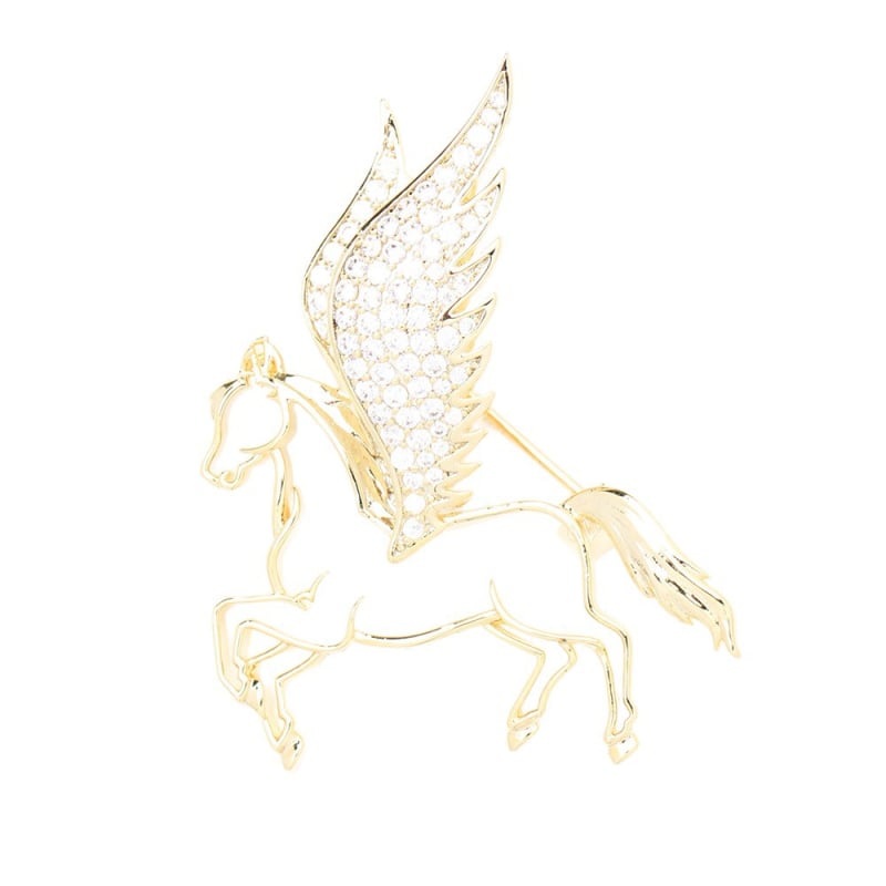 Broš Pegaz s kamenčićima na krilima, Zodijak znak, elektropozlaćenje, brend Yanyi, Unisex
