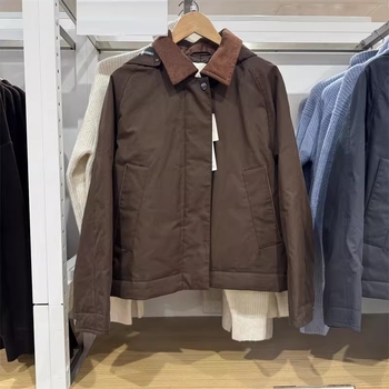 Dámske sako s kapucňou z hustej bavlneno-zmesovej tkaniny, so zipsom, voľný strih