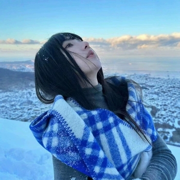 Шал с каре модел, полиестерна тъкан, warp-knit, корейски стил, зимен аксесоар за дами