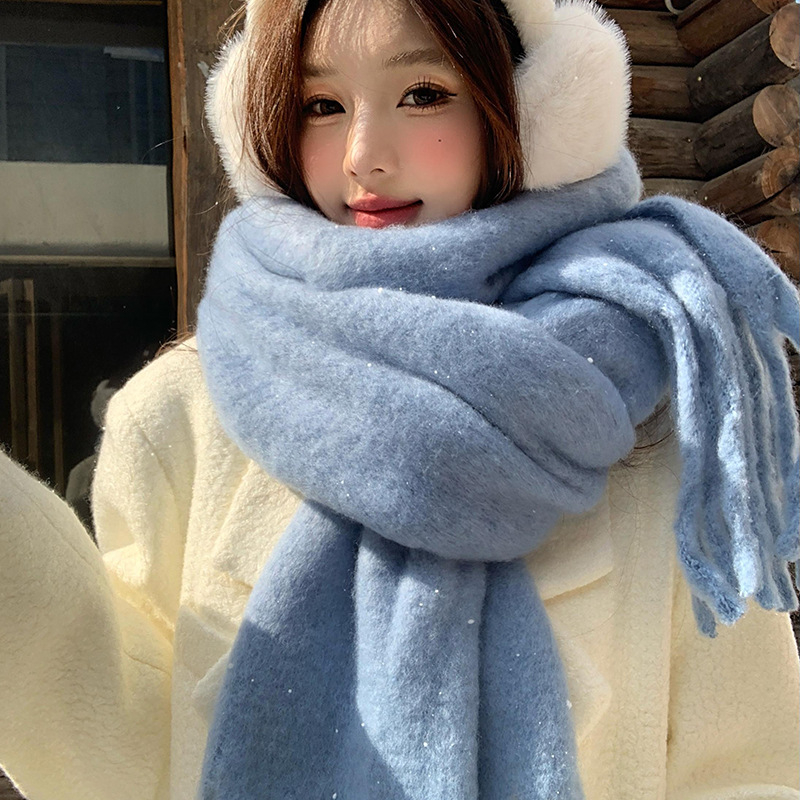 женски шал от warp-knit плетиво, топъл, зимен аксесоар, прост стил