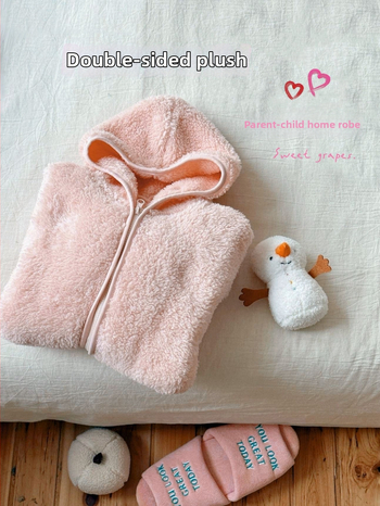 Детски плюшен гащеризон за спане с качулка – двустранен, обратим, унисекс, зимен дълъг дизайн, 100% полиестер