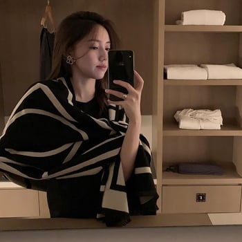 Двустранен шал от имитационен кашмир за жени, warp-плетение, топъл и дебел, смес памук и полиестер