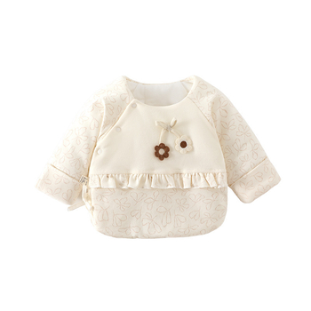 Novorođena beba pamukasti topli gornji dio za jesen/zimu, unisex, 100% pamuk, okrugli ovratnik, meka tkanina