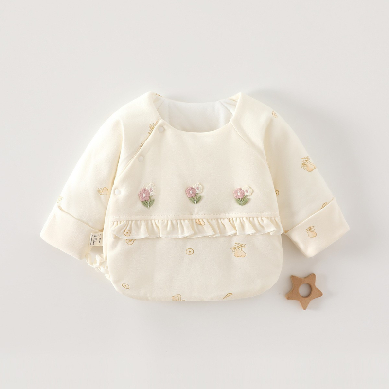 Novorođena beba pamukasti topli gornji dio za jesen/zimu, unisex, 100% pamuk, okrugli ovratnik, meka tkanina