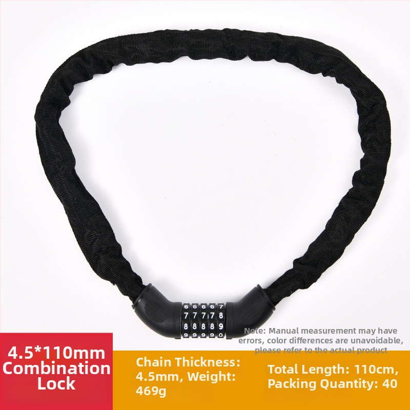 XTIGER WB100-150 Паролна верижна заключалка за велосипед – материали: желязо, инженерна пластмаса и плат; подходяща за велосипед, планински велосипед и мотоциклет; стил: модерен минимализъм