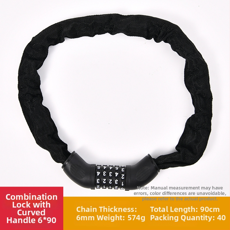 XTIGER WB100-150 Паролна верижна заключалка за велосипед – материали: желязо, инженерна пластмаса и плат; подходяща за велосипед, планински велосипед и мотоциклет; стил: модерен минимализъм