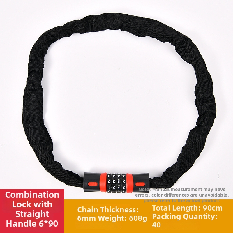 XTIGER WB100-150 Паролна верижна заключалка за велосипед – материали: желязо, инженерна пластмаса и плат; подходяща за велосипед, планински велосипед и мотоциклет; стил: модерен минимализъм