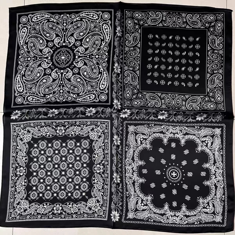 Mulberry silk kvadratni šal – Four Corner Cashew uzorak, satenski završetak, tisak, ljeto 2024