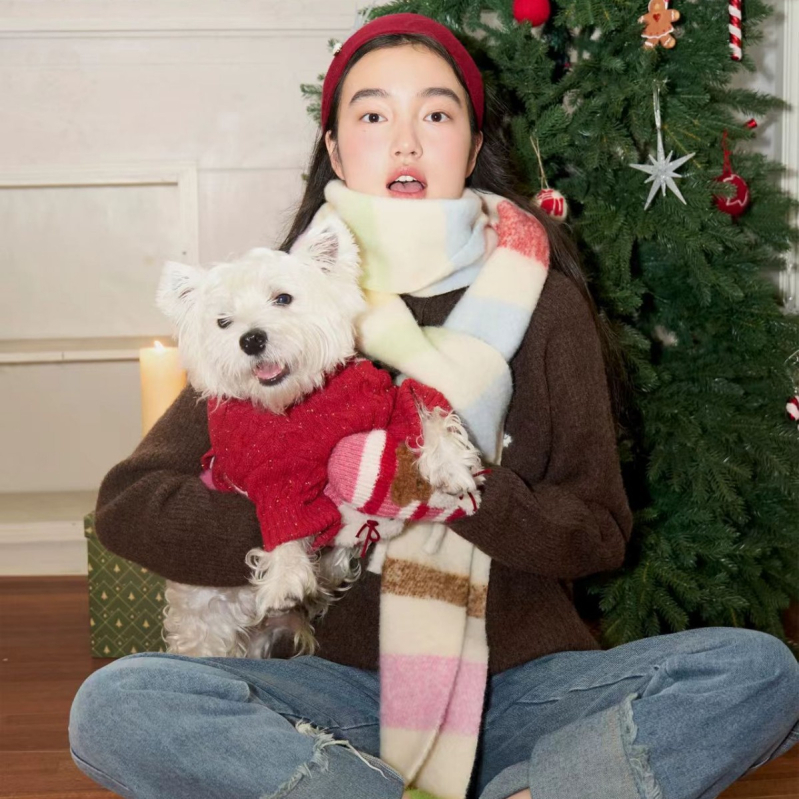 Вълнен микс шал с райета и пискюли, винтидж литературен стил, зимен 2025, антистатичен и топъл