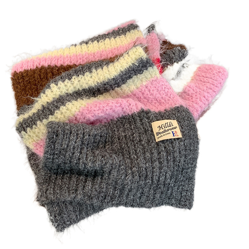 Warp-knit вълнен шал, топъл зимен аксесоар с райета, есен 2023