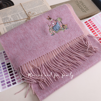 Шал от 100% австралийска вълна с пискюли, зимна топлина, британски ретро стил