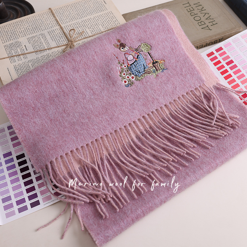 Шал от 100% австралийска вълна с пискюли, зимна топлина, британски ретро стил