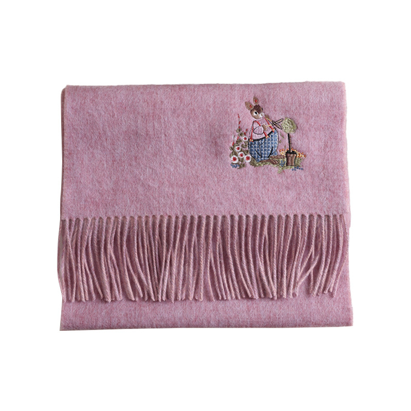 Шал от 100% австралийска вълна с пискюли, зимна топлина, британски ретро стил