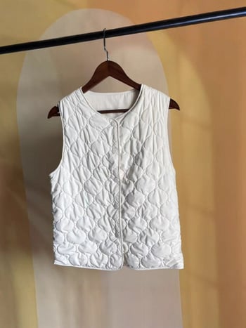 Елек без ръкави от 100% коприна Мулберри с подплата, лек и топъл, кръгло деколте, свободен силует, за есен-зима 2025