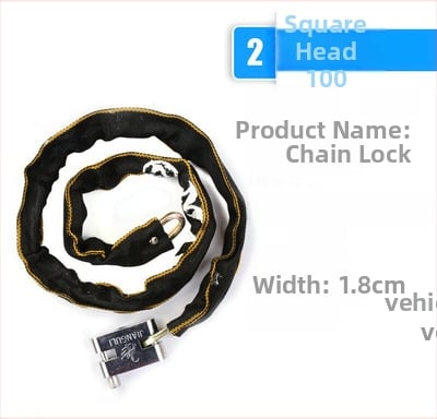 Верижен катинар за велосипед с плат покритие и квадратна глава, манганова стомана, 380 г; подходящ за велосипеди, електрически превозни средства и мотоциклети