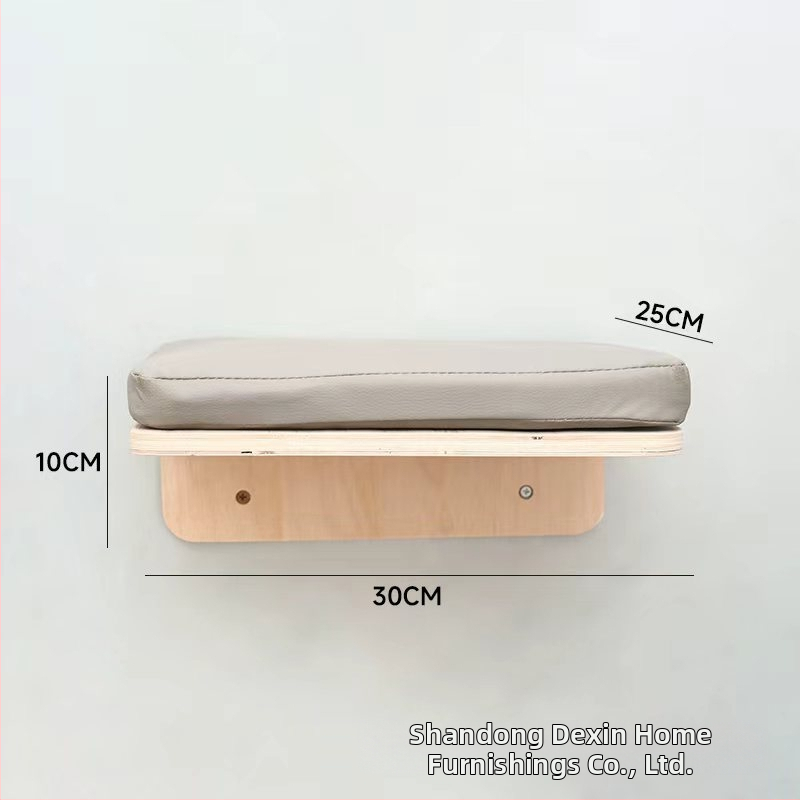 Aventurine Стенна дървена котешка катерачна конструкция с платформа за скачане, изкачваща колона, компактна форма и вградена лежанка и дъска за драскане