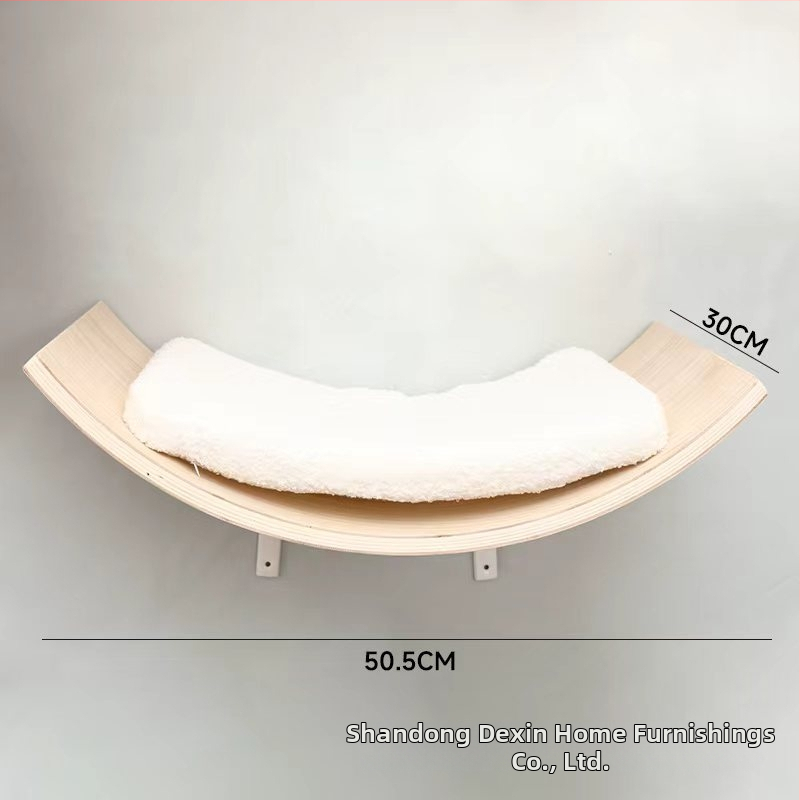 Aventurine Стенна дървена котешка катерачна конструкция с платформа за скачане, изкачваща колона, компактна форма и вградена лежанка и дъска за драскане