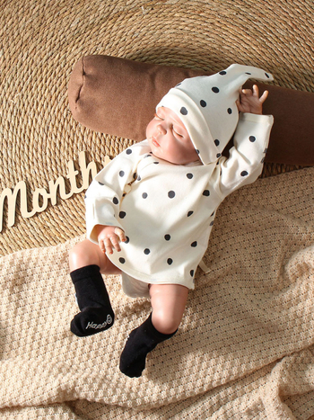 Pamukasti bebi kombinezon s vezanjem na leđima, unisex noćna odjeća za novorođenčad, okrugli izrez, 100% pamuk, pogodno za sve sezone