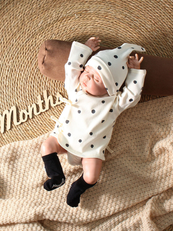 Pamukasti bebi kombinezon s vezanjem na leđima, unisex noćna odjeća za novorođenčad, okrugli izrez, 100% pamuk, pogodno za sve sezone