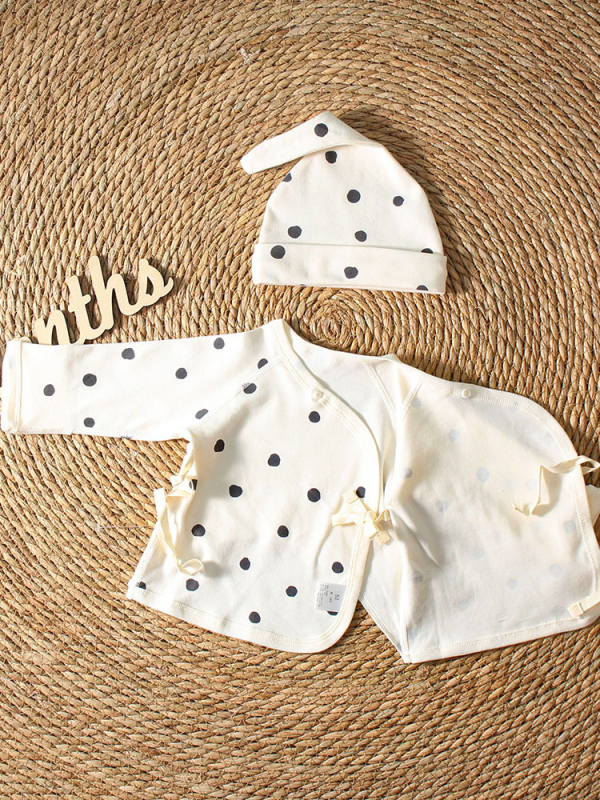 Pamukasti bebi kombinezon s vezanjem na leđima, unisex noćna odjeća za novorođenčad, okrugli izrez, 100% pamuk, pogodno za sve sezone