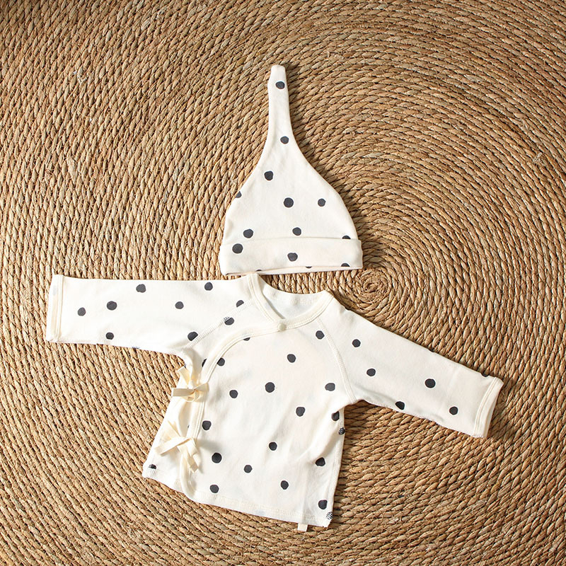 Pamukasti bebi kombinezon s vezanjem na leđima, unisex noćna odjeća za novorođenčad, okrugli izrez, 100% pamuk, pogodno za sve sezone