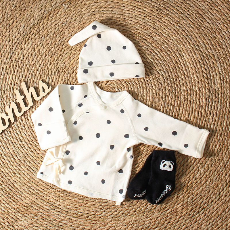 Pamukasti bebi kombinezon s vezanjem na leđima, unisex noćna odjeća za novorođenčad, okrugli izrez, 100% pamuk, pogodno za sve sezone