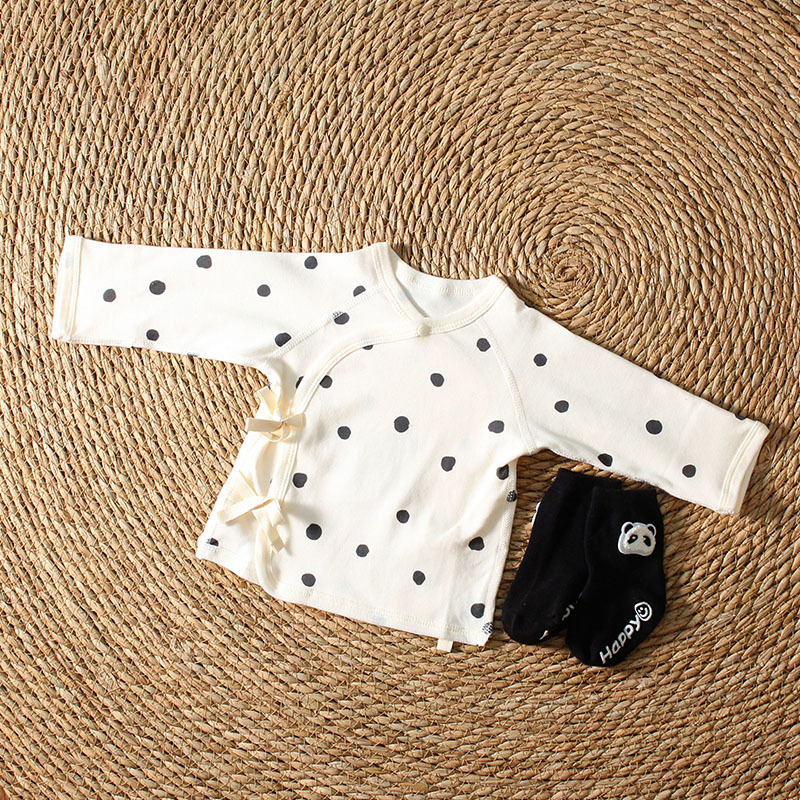 Pamukasti bebi kombinezon s vezanjem na leđima, unisex noćna odjeća za novorođenčad, okrugli izrez, 100% pamuk, pogodno za sve sezone