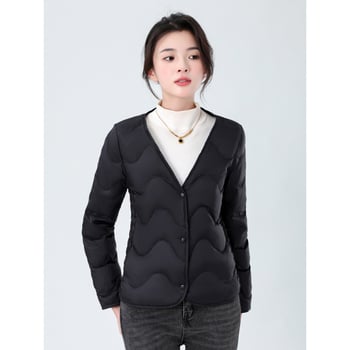 Ženska unutarnja podstava jakne s perjem, uski kroj, ultra kratka dužina, punilo: bijela pačja perja, tkanina chenille