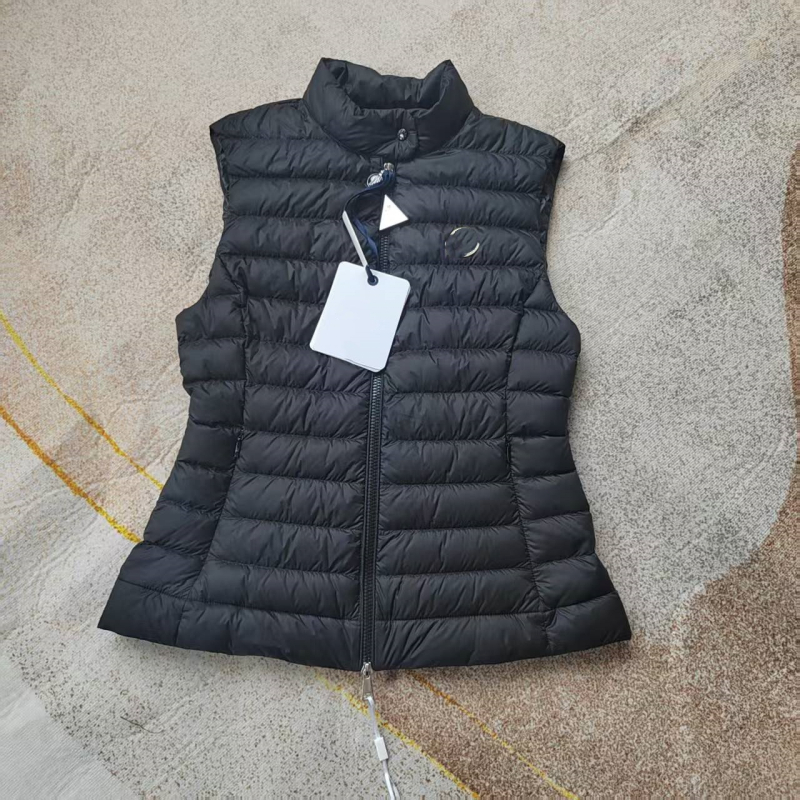 Ženska lagana down vesta, A-oblik siluete, polo ovratnik, akrilno vlakno, bijeli gusji puh
