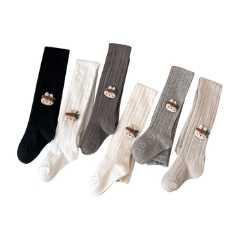 Dječje legginge za djevojčice s motivom crtanog filma i mašnicom, pamuk 75,6%, visok pojas, za proljeće i jesen, korejski stil (za djecu 3–8 godina)