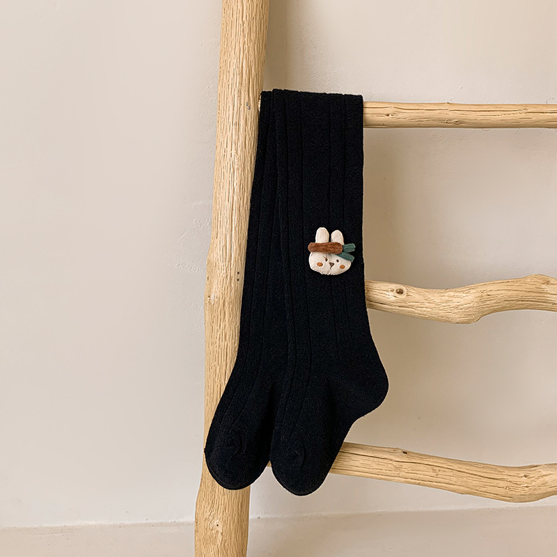 Dječje legginge za djevojčice s motivom crtanog filma i mašnicom, pamuk 75,6%, visok pojas, za proljeće i jesen, korejski stil (za djecu 3–8 godina)