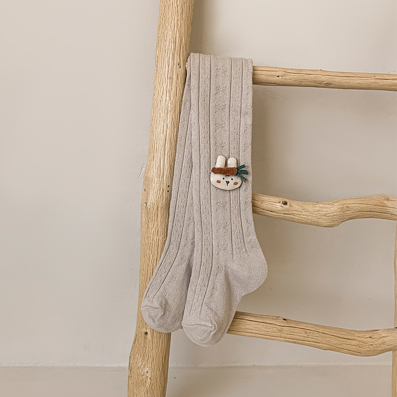 Dječje legginge za djevojčice s motivom crtanog filma i mašnicom, pamuk 75,6%, visok pojas, za proljeće i jesen, korejski stil (za djecu 3–8 godina)