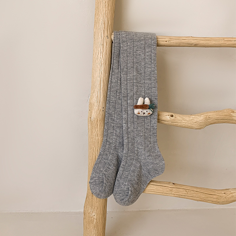 Dječje legginge za djevojčice s motivom crtanog filma i mašnicom, pamuk 75,6%, visok pojas, za proljeće i jesen, korejski stil (za djecu 3–8 godina)