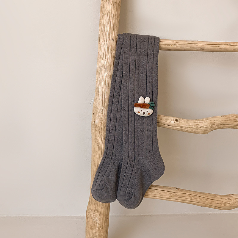 Dječje legginge za djevojčice s motivom crtanog filma i mašnicom, pamuk 75,6%, visok pojas, za proljeće i jesen, korejski stil (za djecu 3–8 godina)