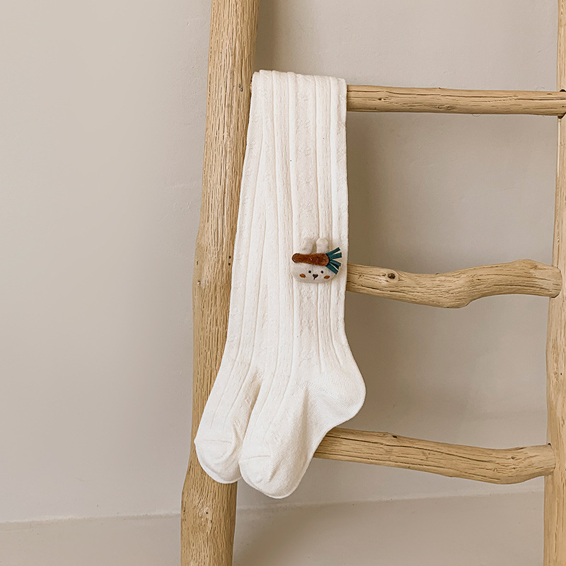 Dječje legginge za djevojčice s motivom crtanog filma i mašnicom, pamuk 75,6%, visok pojas, za proljeće i jesen, korejski stil (za djecu 3–8 godina)