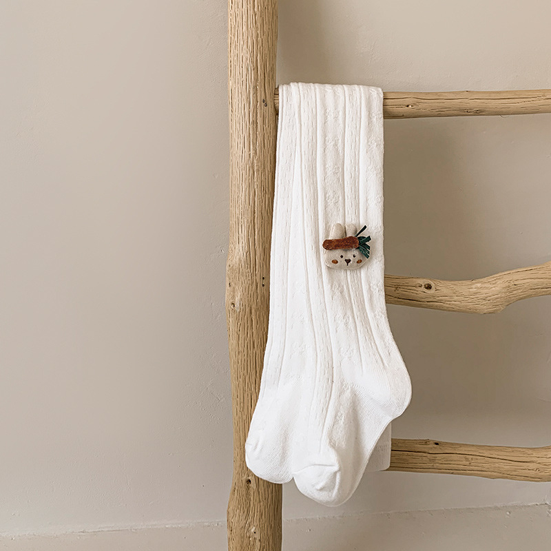 Dječje legginge za djevojčice s motivom crtanog filma i mašnicom, pamuk 75,6%, visok pojas, za proljeće i jesen, korejski stil (za djecu 3–8 godina)